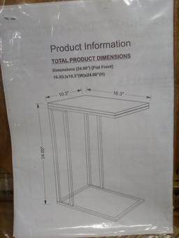 24”x16”x10” Natural Wood and Metal C Shaped End Table