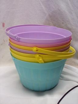 Lot of 7 Assorted Color 8”x8”x5” Plastic Baskets