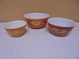 Vintage 3pc Pyrex Autumn Harvest Nesting Mixing Bowl Set