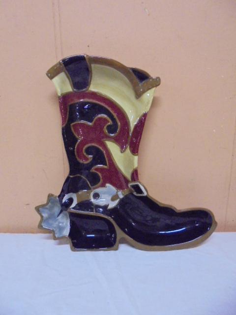 Sonoma Happy Trails Cowboy Boot Chip & Dip Bowl