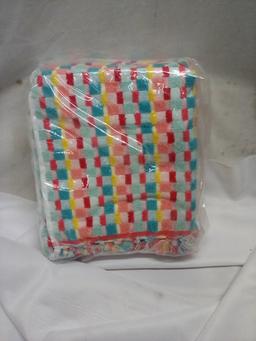 Pioneer Woman Hand Towels. Dotted Stripe Teal & Pink. Pack of 4