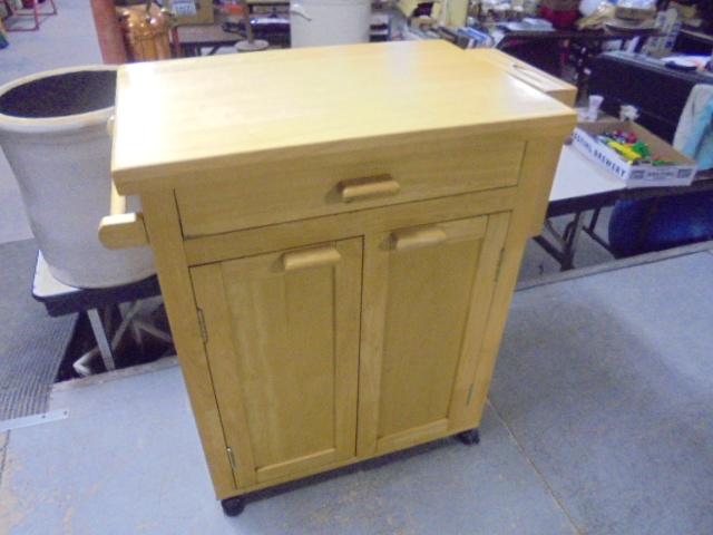 Solid Wood Rolling Kitchen Cart w/Towel Bar & Knife Holder