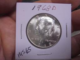 1968 D Mint 40% Silver Kennedy Half Dollar