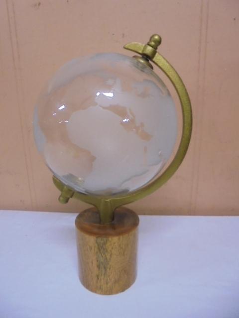 Decorative Glass Globe On Wood Stand