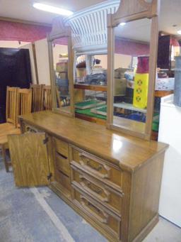 9 Drawer MCM Dresser w/ Double Mirrors