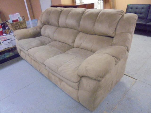 Tan Microfiber Dual Reclining Sofa