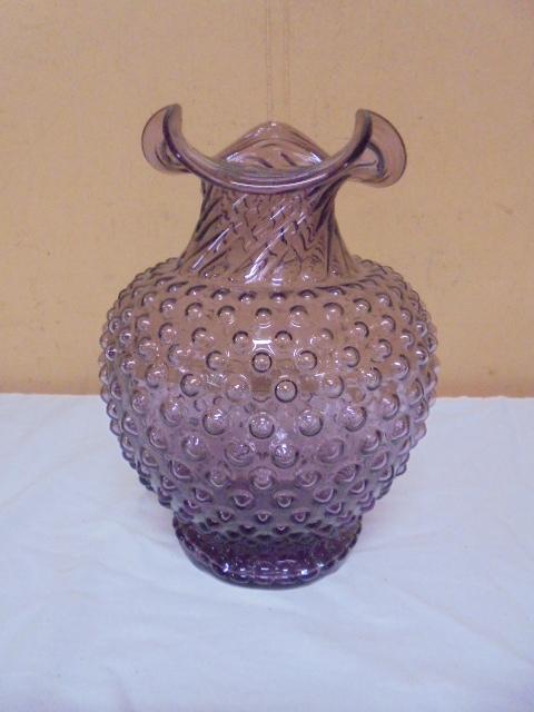 Vintage Indiana Tiara Glass Amethyst Hobnail Fluted Vase