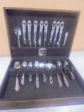 Large Set of Flatware in  Wooden Case