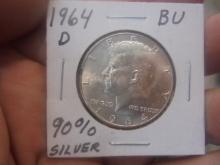 1964 D Mint Silver Kennedy Half Dollar