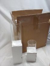 Set of 12 Glass Vases- 6 Tall, 6 Short