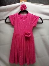 Pink Sequined Dress with hair bow, size 3