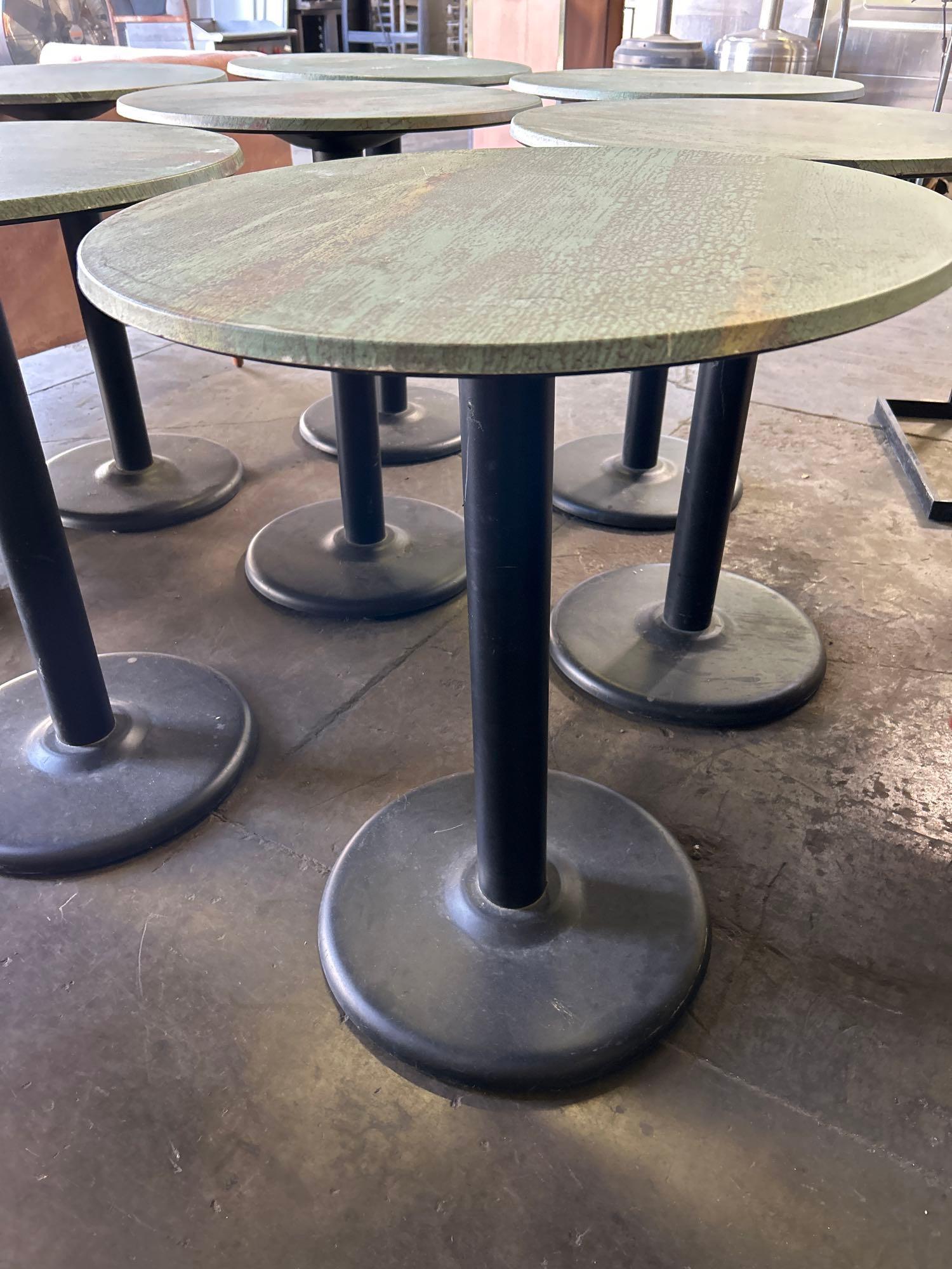 30 in. Round Faux Distressed Patina Top Pedestal Tables