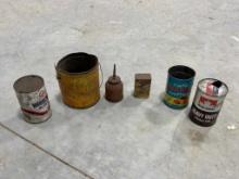 6 VINTAGE OIL CANS