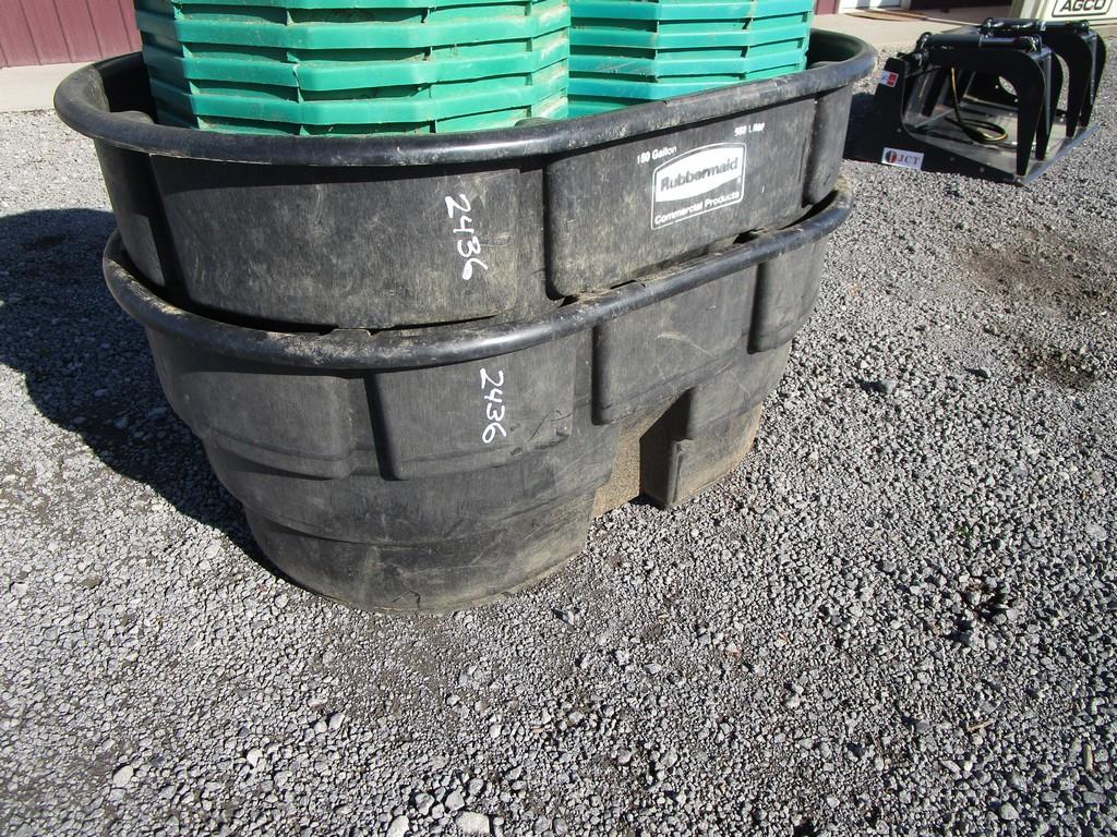 2) RUBBERMAID 150 GAL TUBS