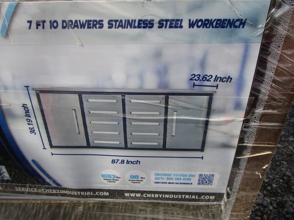 STEELMAN 7' , 10 DRAWER STAINLESS WORK BENCH