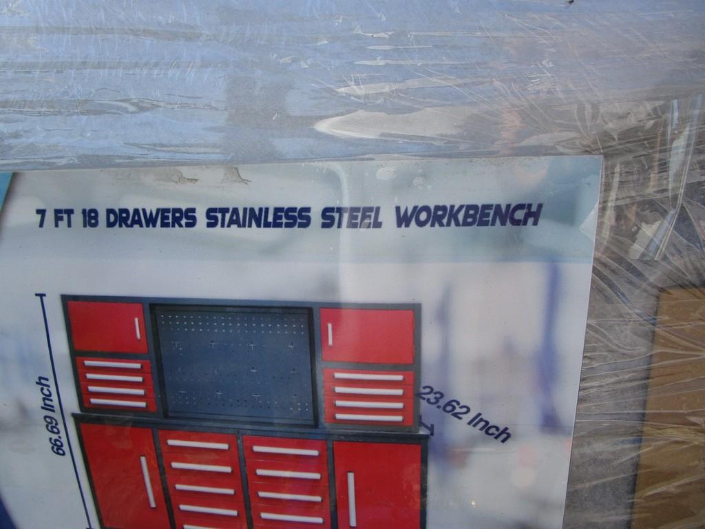 STEELMAN 7',  18 DRAWERS RED WORK BENCH