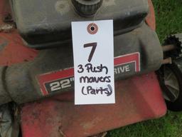 (3) Push Mowers (for parts)