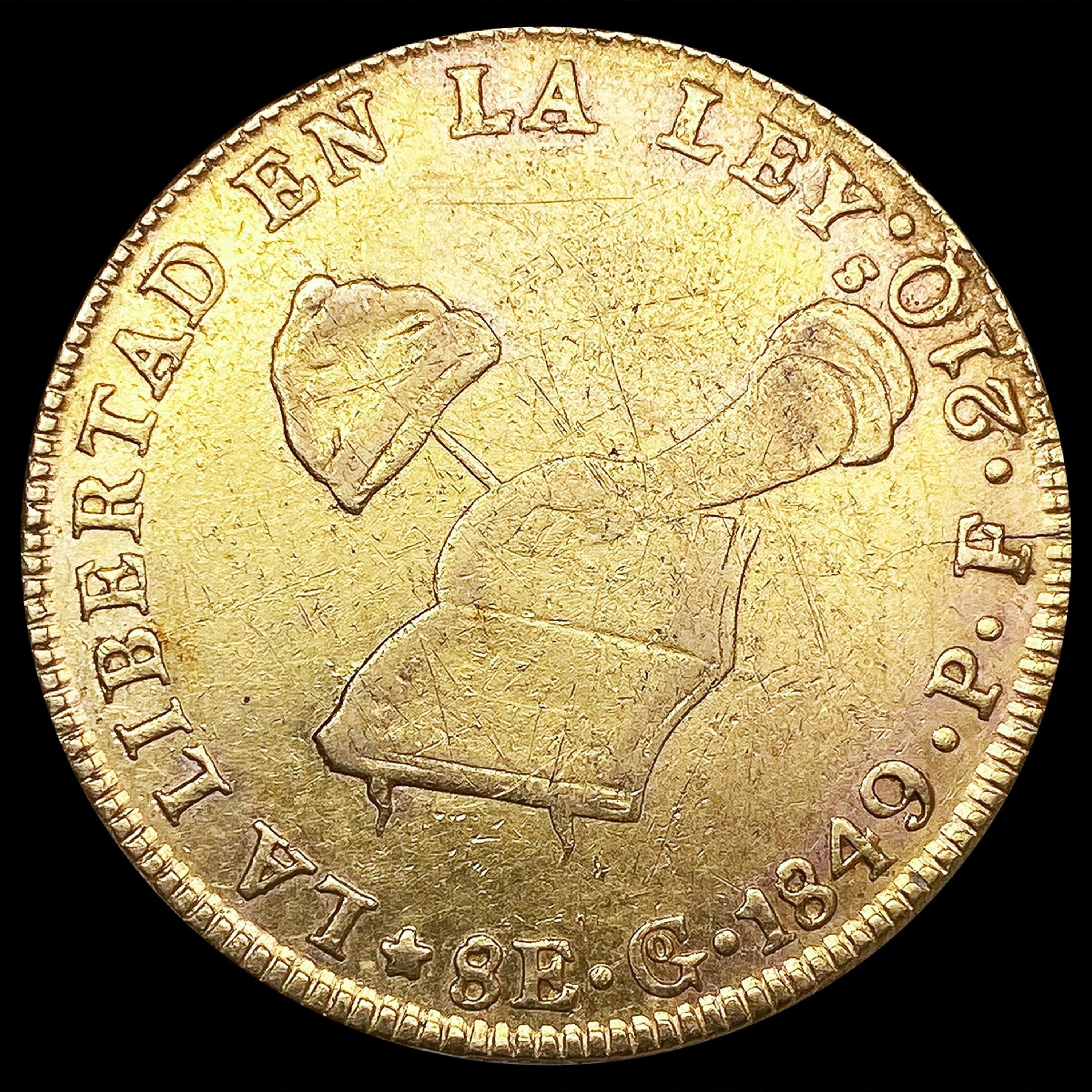 1849 Mexico .7615oz Gold 8 Escudo NICELY CIRCULATE