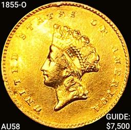 1855-O Rare Gold Dollar CHOICE AU