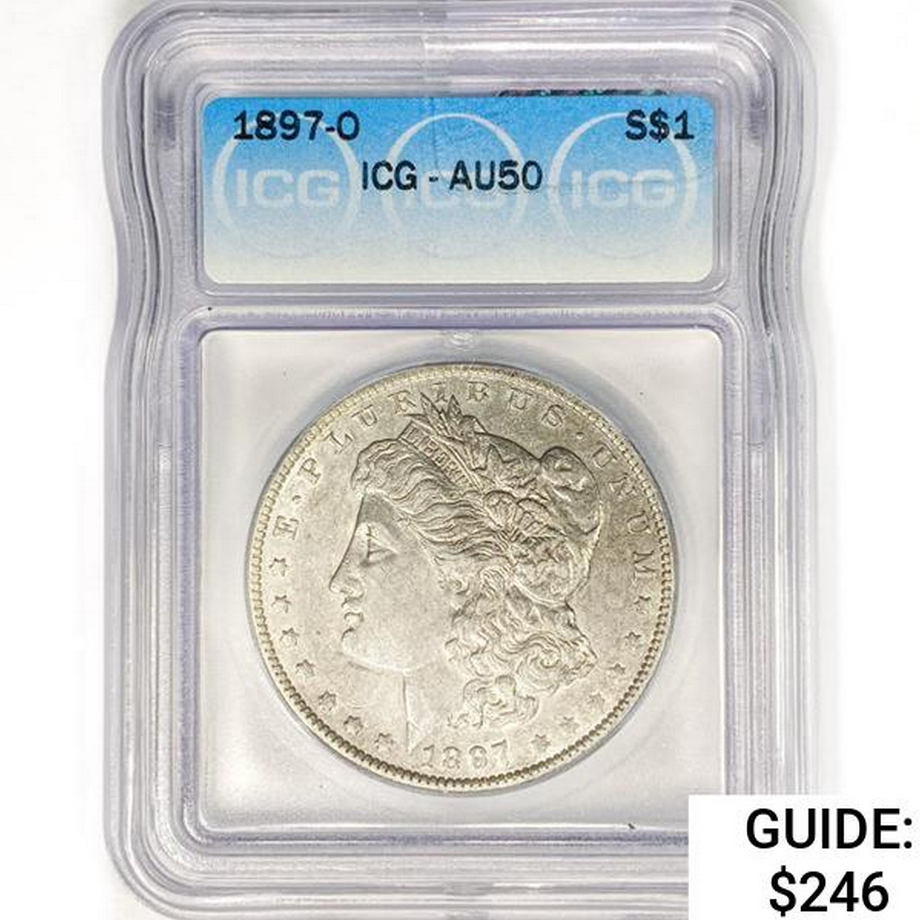 1897-O Morgan Silver Dollar ICG AU50