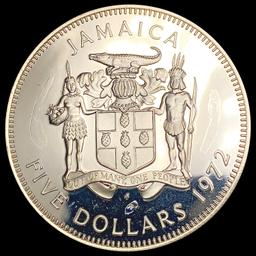 1972 Jamaica Silver $5 GEM PROOF