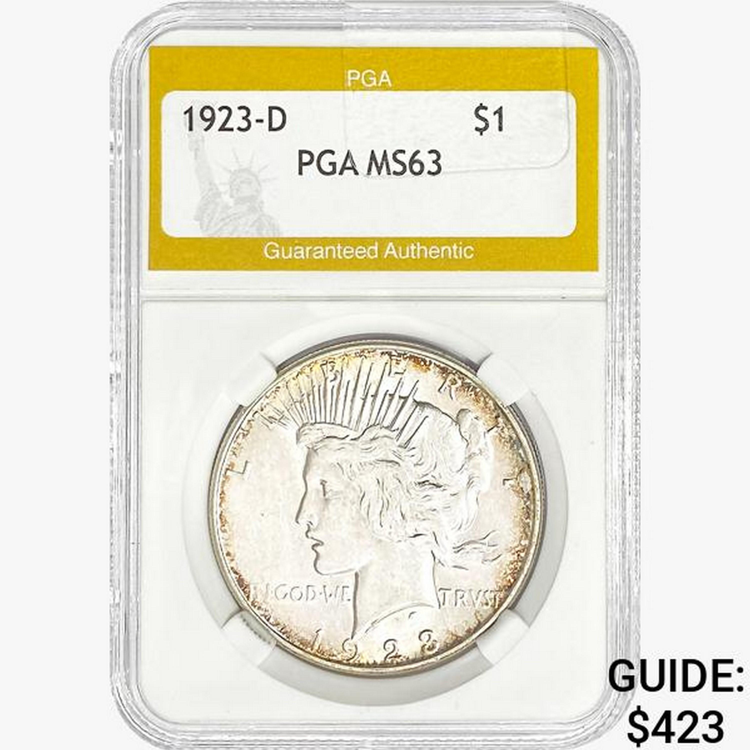 1923-D Silver Peace Dollar PGA MS63