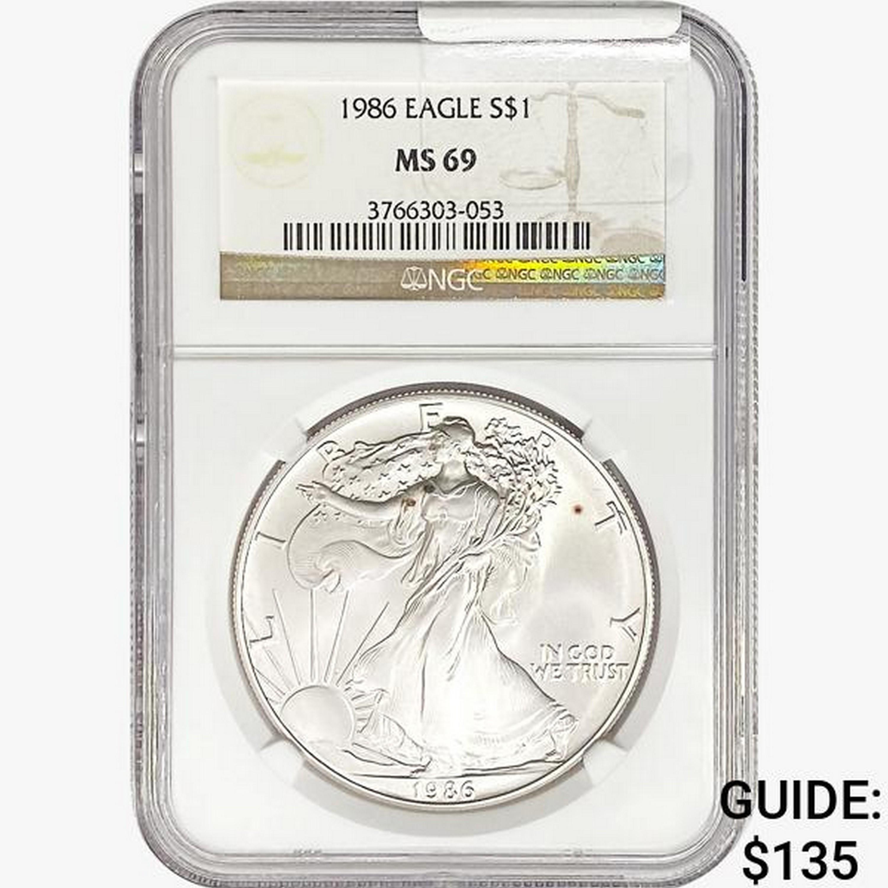 1986 Silver Eagle NGC MS69