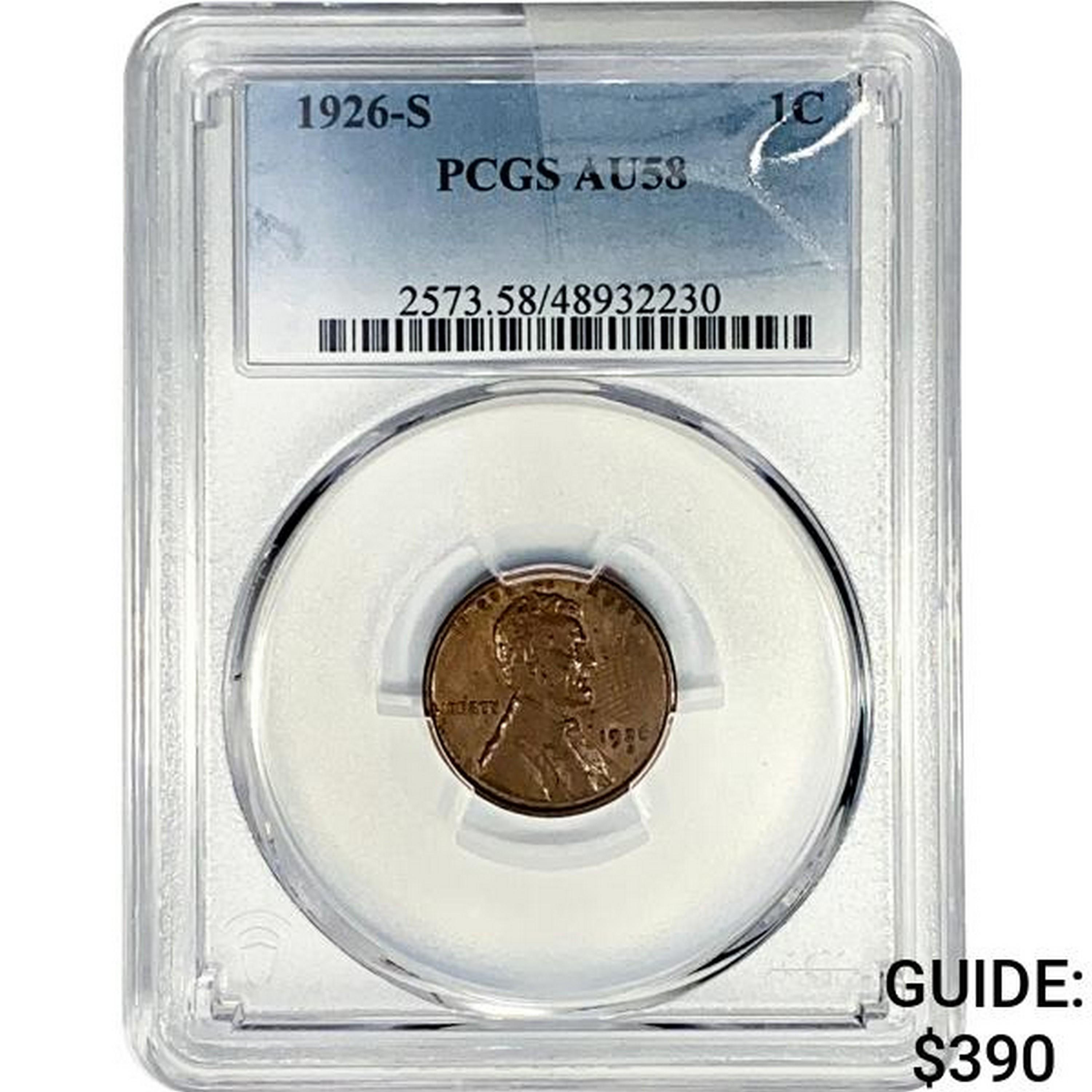 1926-S Wheat Cent PCGS AU58