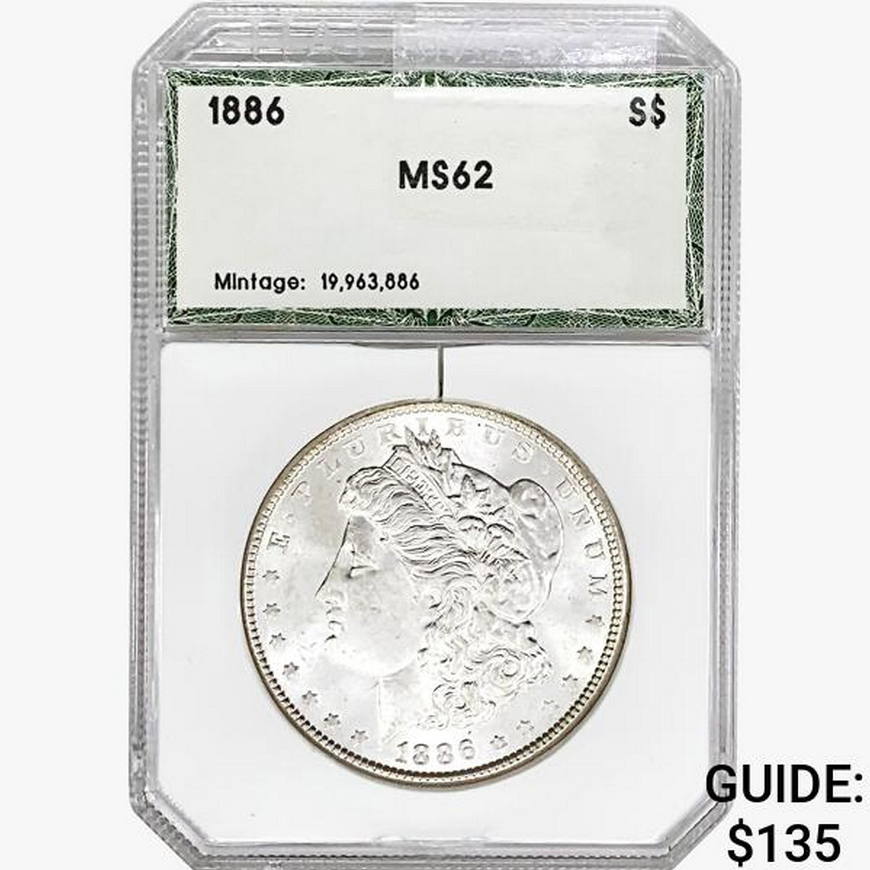 1886 Morgan Silver Dollar Hallmark MS62