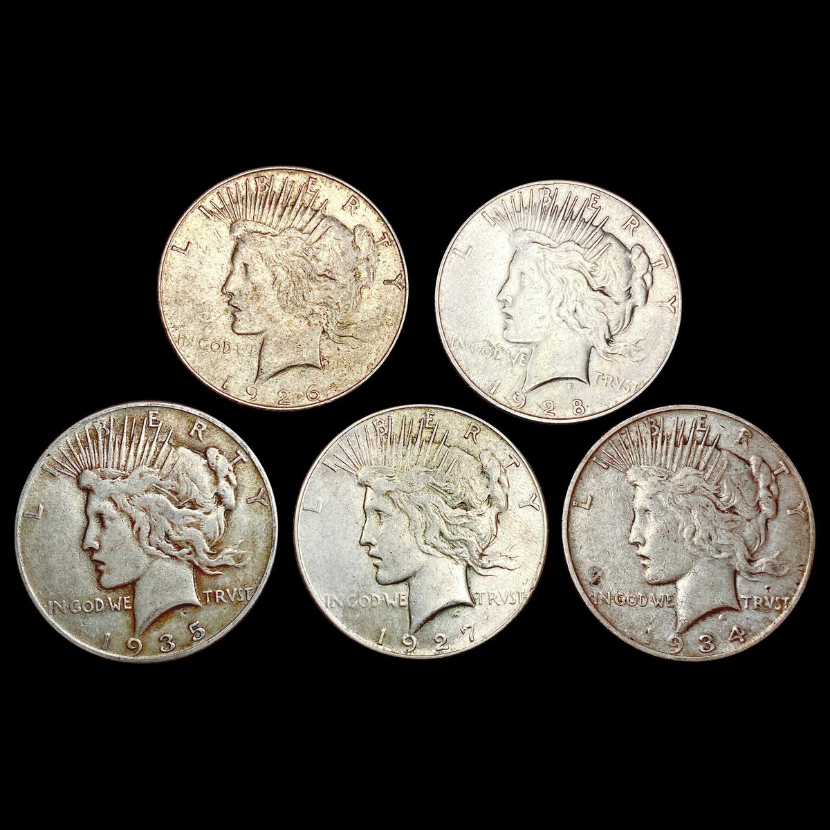 [5] Peace SilveDollars [1926-S, 1927-S, 1928-S, 19