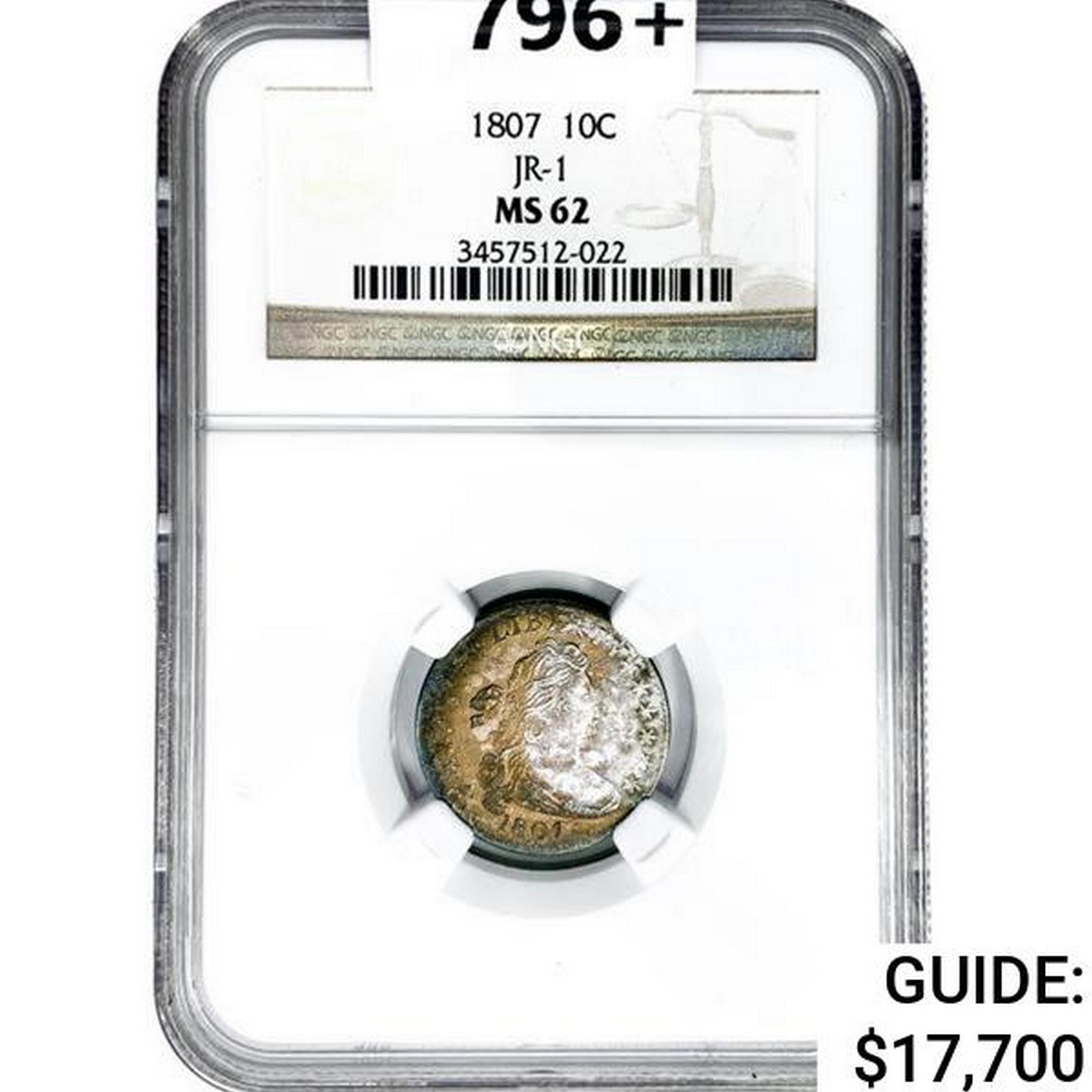 1807 Draped Bust Dime NGC MS62 JR-1