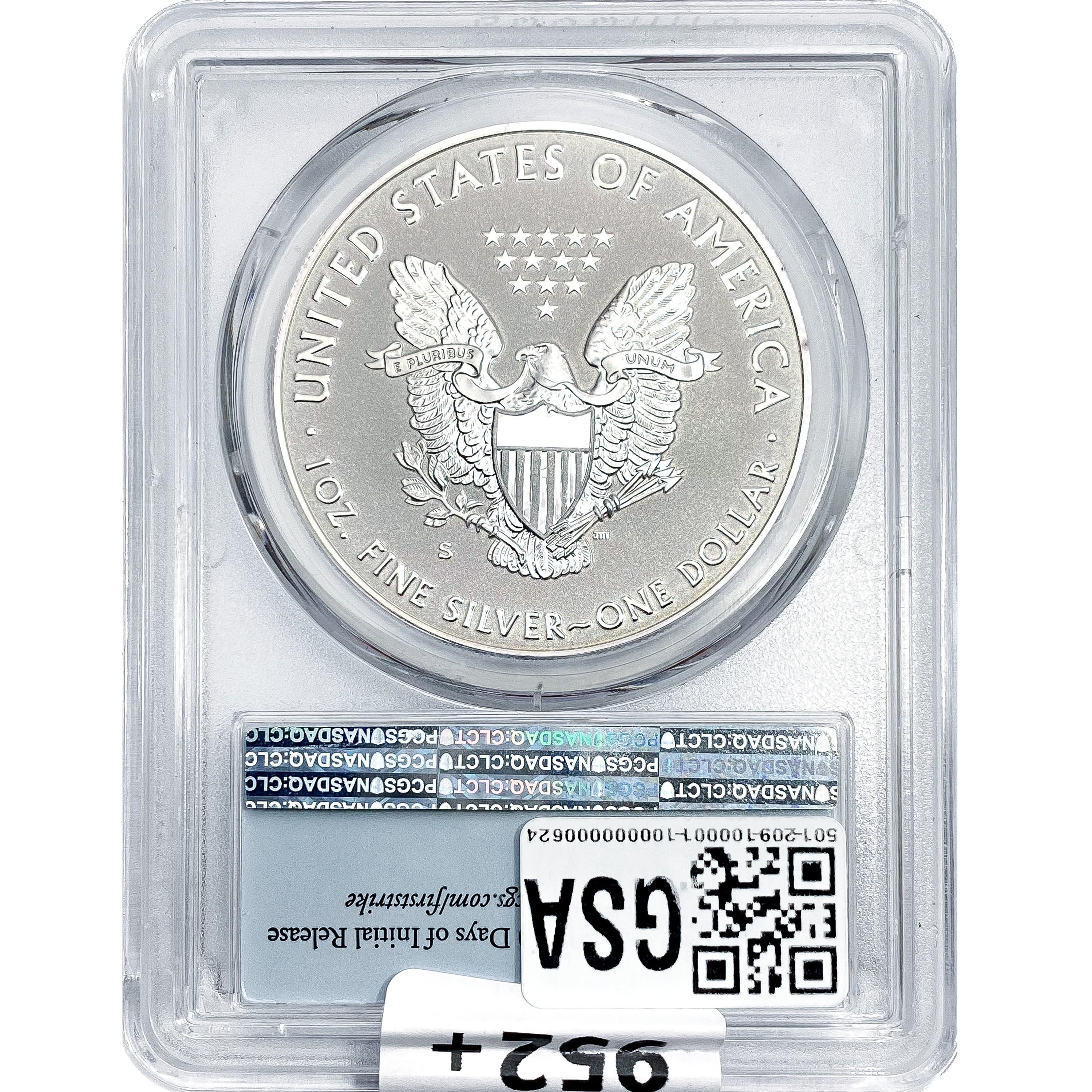 2019-S American 1oz Silver Eagle PCGS PR70 Enhn Re