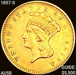 1857-S Rare Gold Dollar CHOICE AU