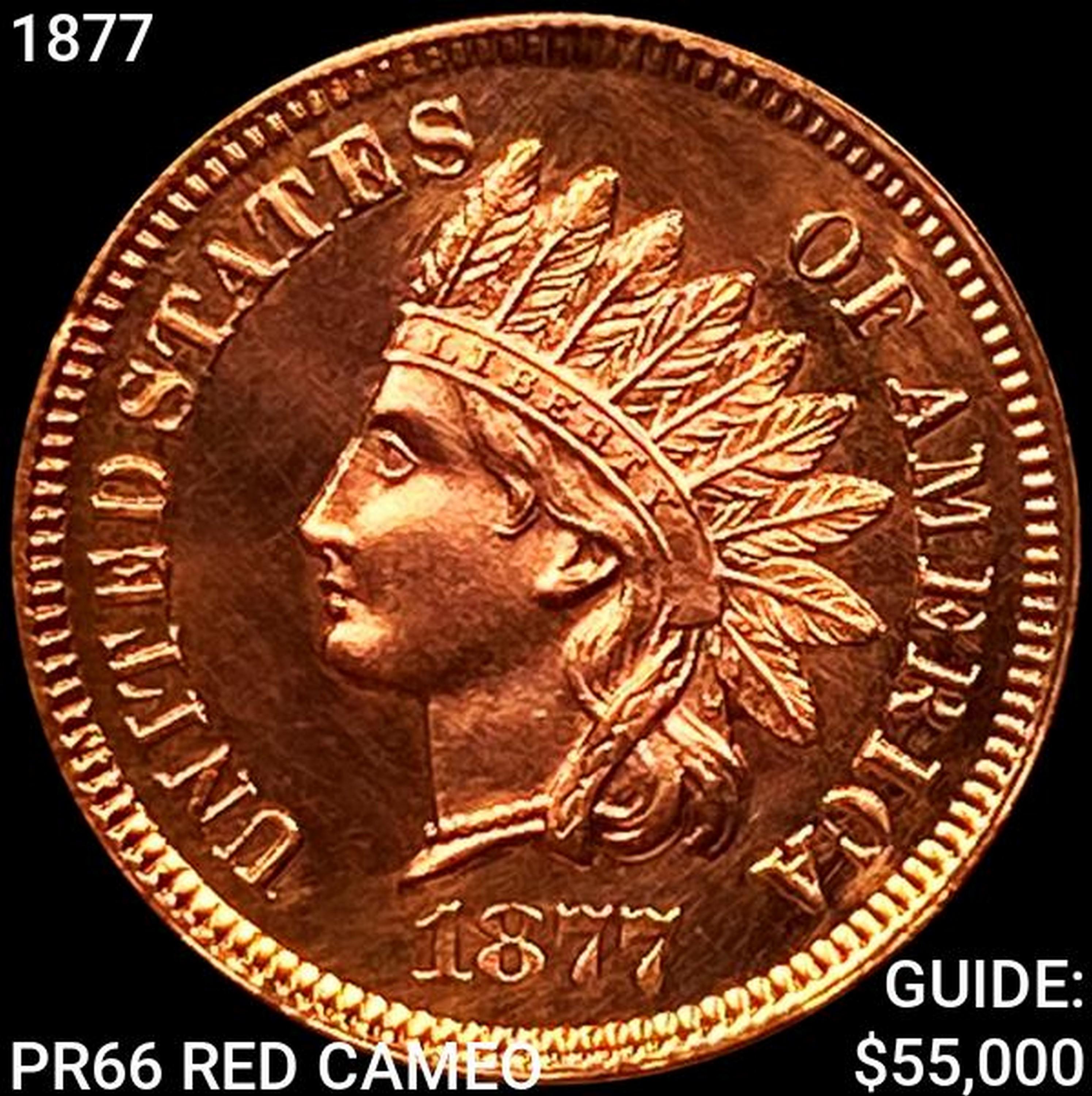 1877 Indian Head Cent SUPERB GEM PROOF RED CAMEO