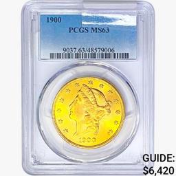 1900 $20 Gold Double Eagle PCGS MS63