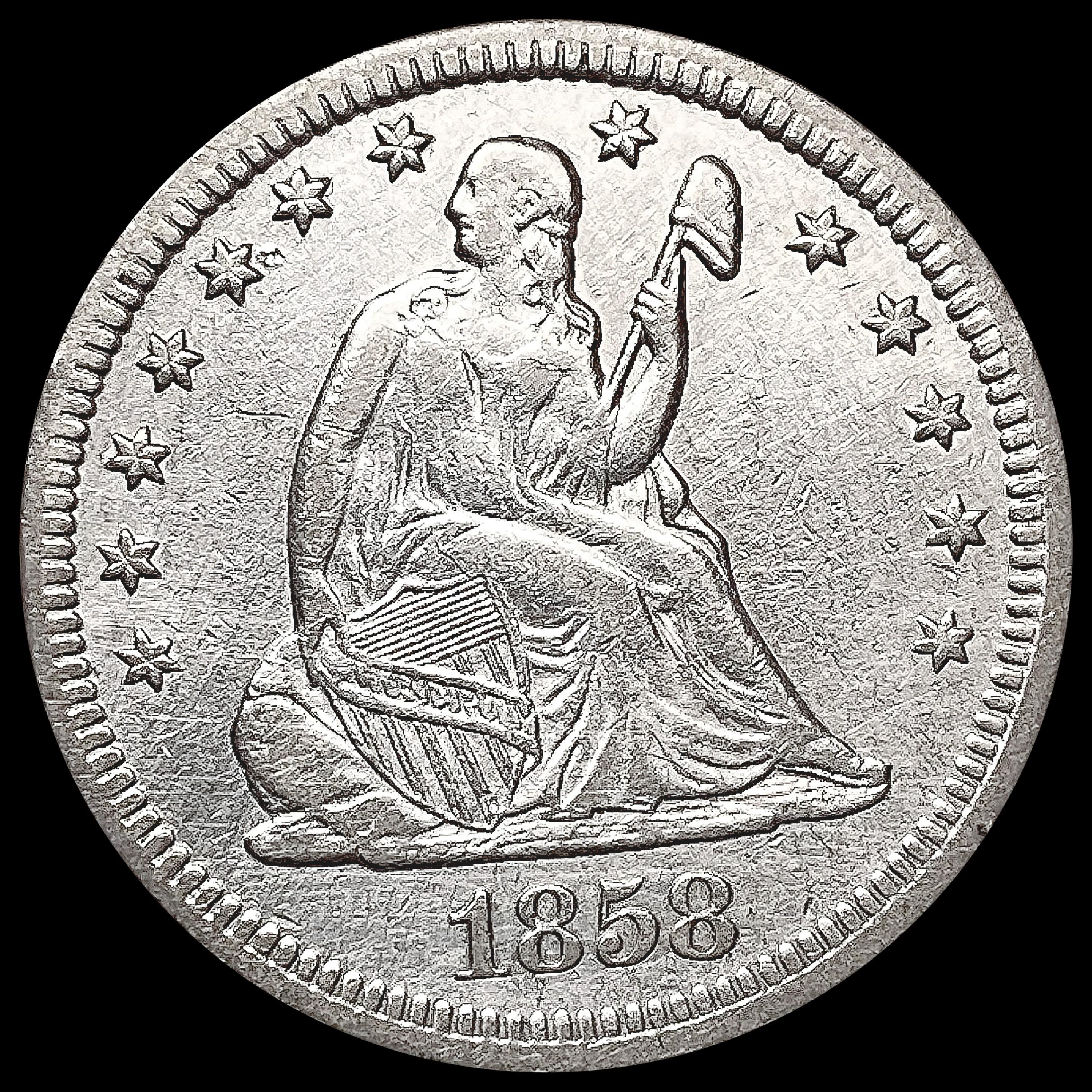 1858 Seated Liberty Quarter CLOSELY UNCIRCULATED