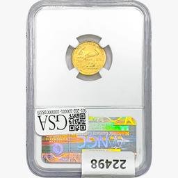 2015 $5 1/10oz. Gold Eagle Wide Reeds NGC MS70 FR