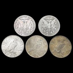 [5] Varied US SILV Dollars [1901-S, 1904-S, 1925-S