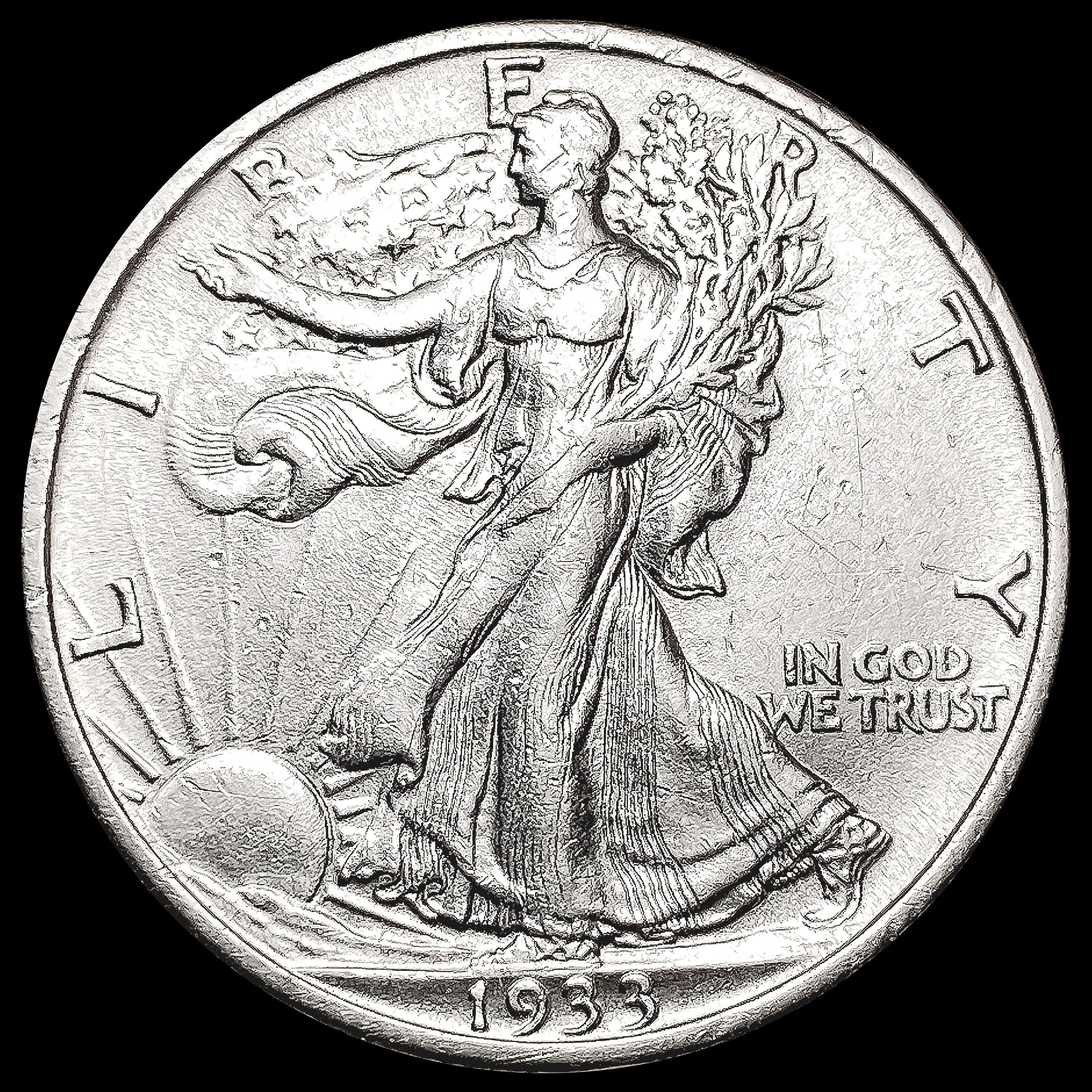 1933-S Walking Liberty Half Dollar CLOSELY UNCIRCU