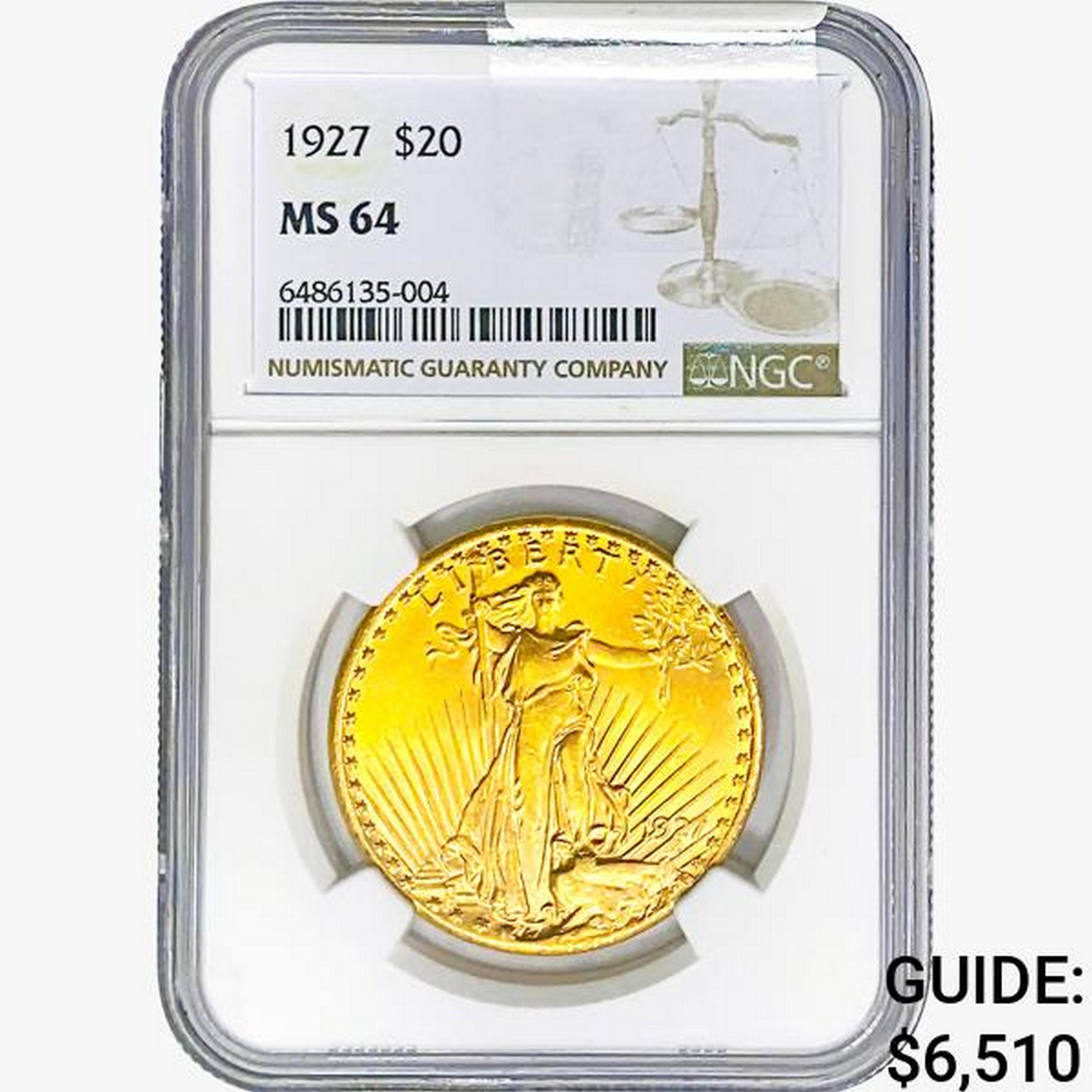 1927 $20 Gold Double Eagle NGC MS64