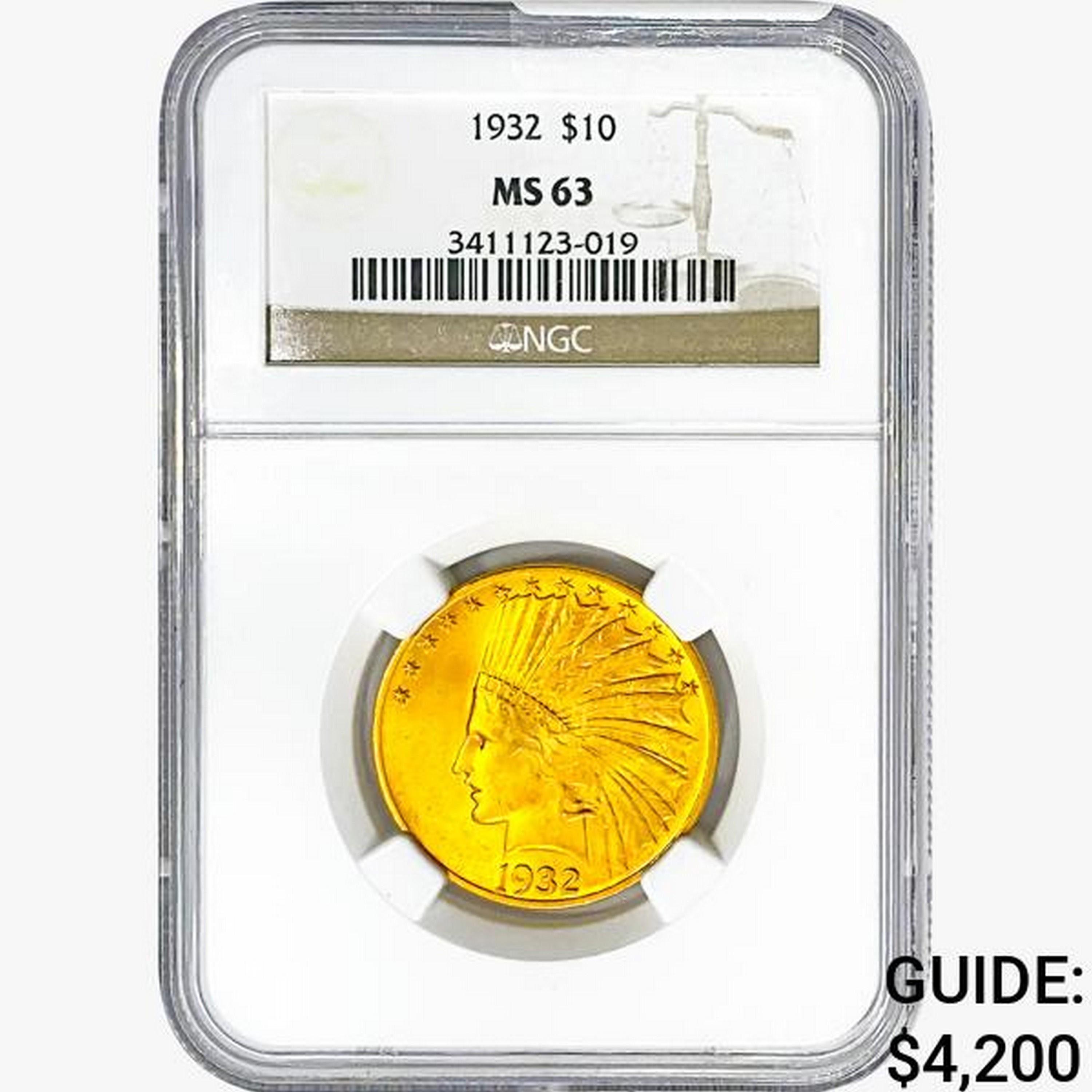 1932 $10 Gold Eagle NGC MS63