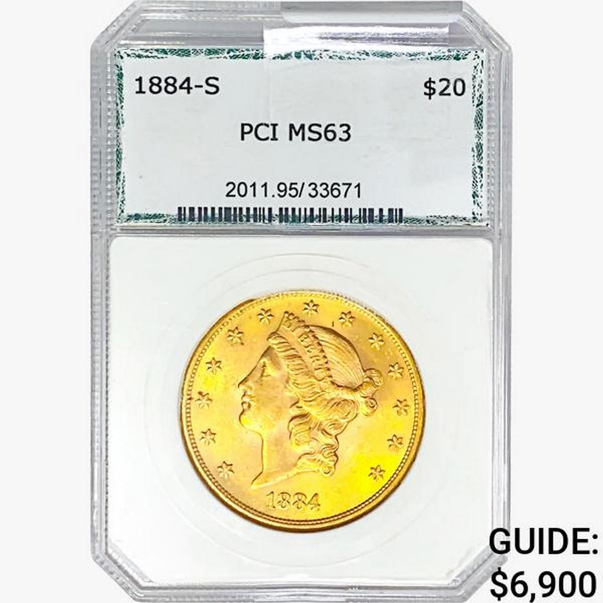 1884-S $20 Gold Double Eagle PCI MS63