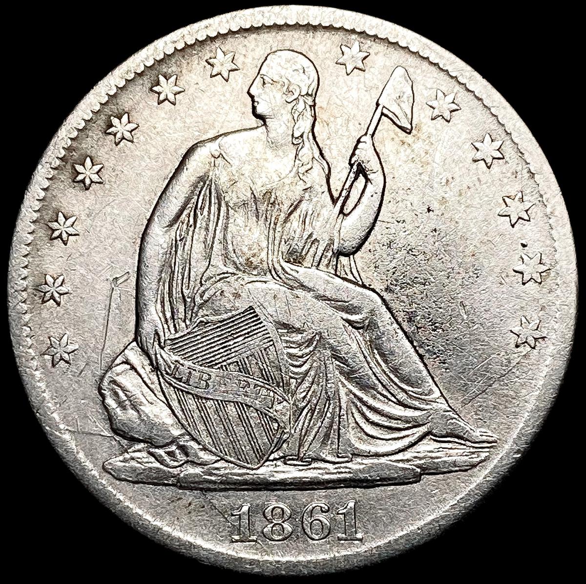 1861-S Seated Liberty Half Dollar CLOSELY UNCIRCUL