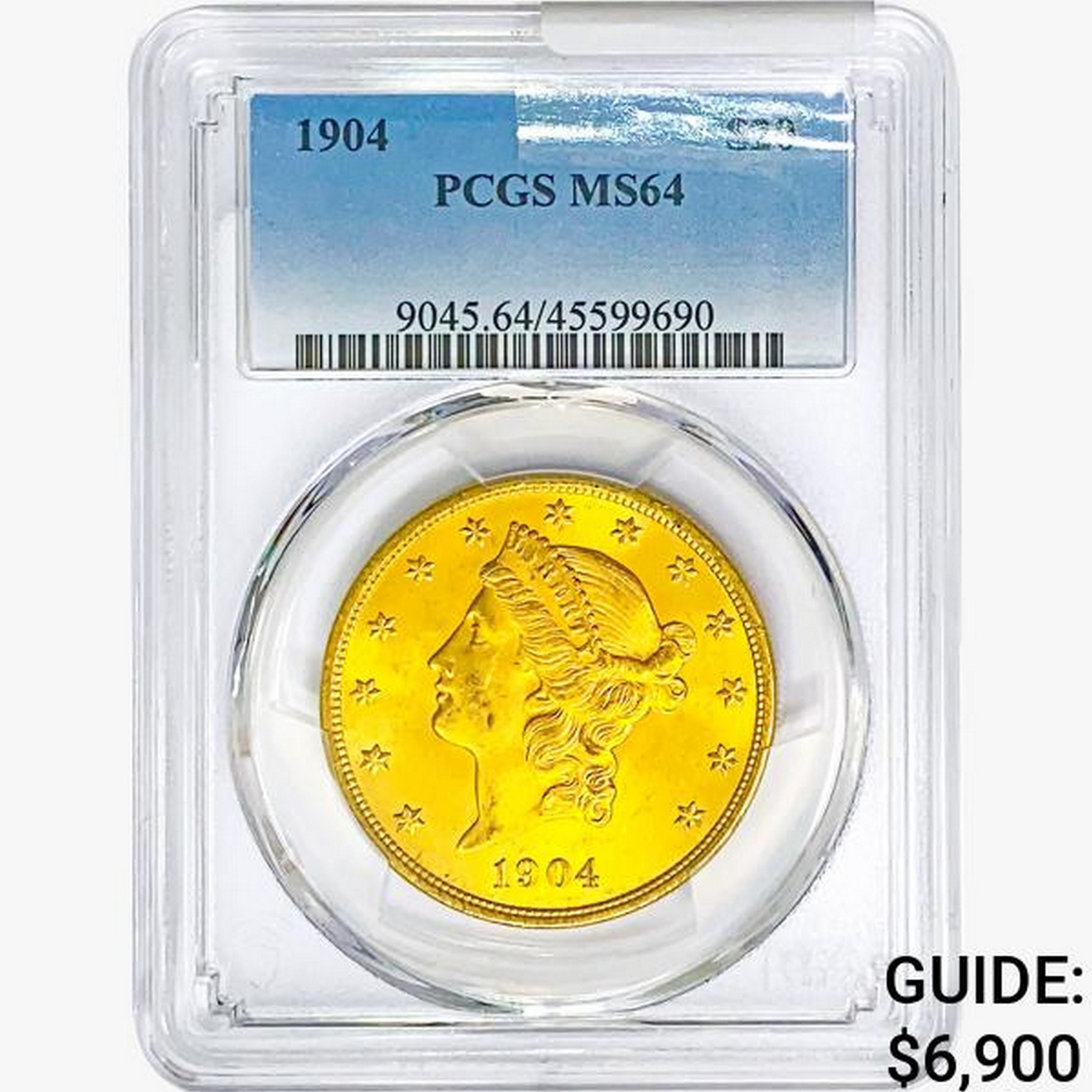 1904 $20 Gold Double Eagle PCGS MS64