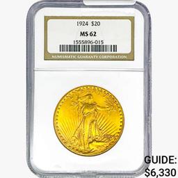 1924 $20 Gold Double Eagle NGC MS62