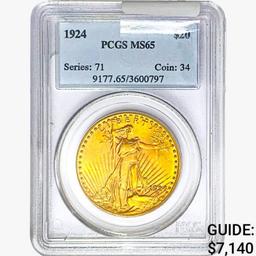 1924 $20 Gold Double Eagle PCGS MS65