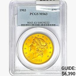 1903 $20 Gold Double Eagle PCGS MS63