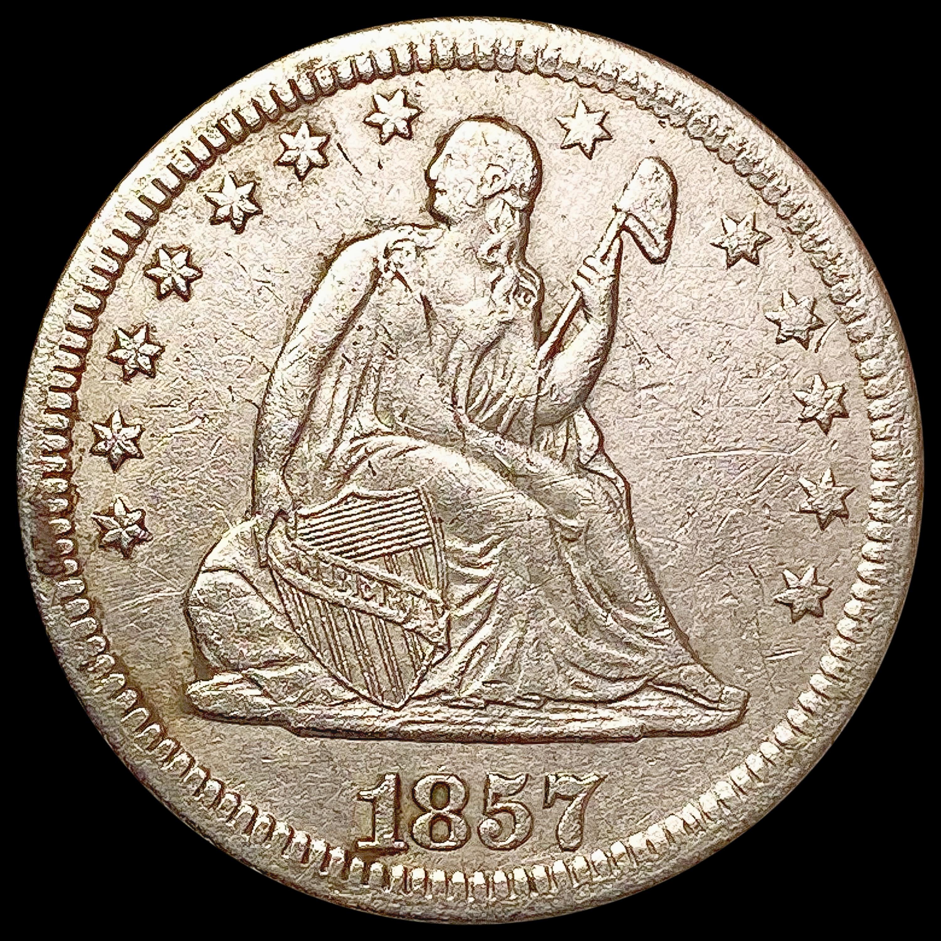 1857-O Seated Liberty Quarter NEARLY UNCIRCULATED