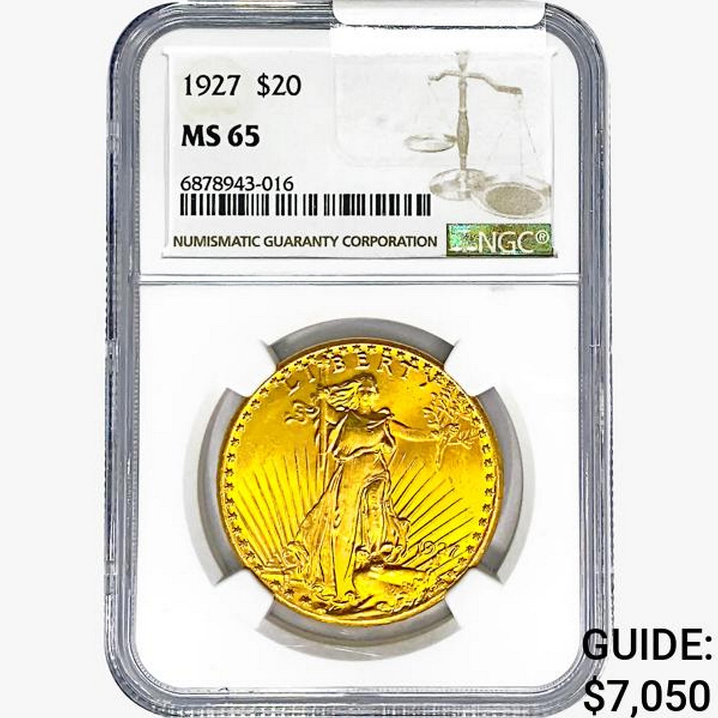 1927 $20 Gold Double Eagle NGC MS65