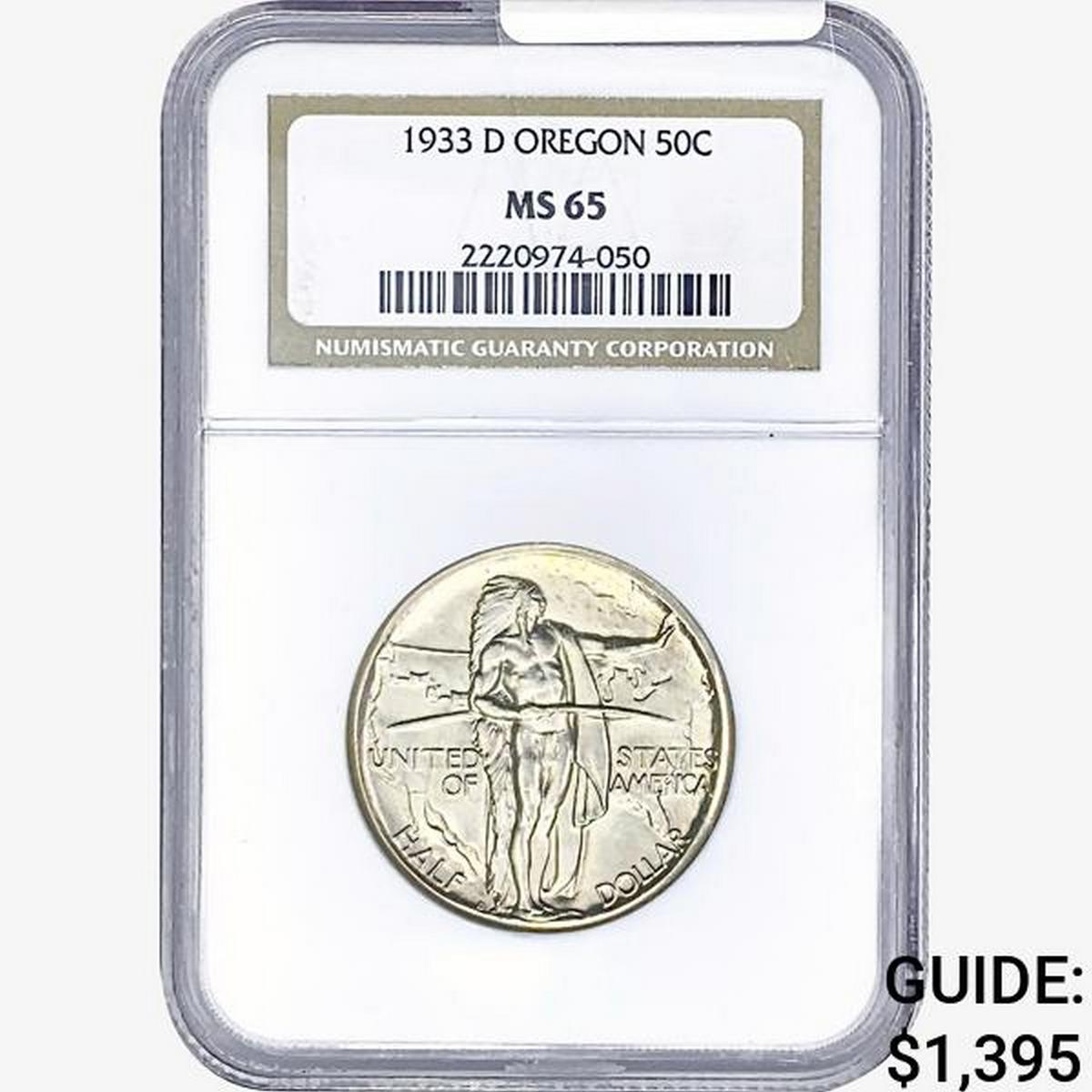 1933-D Oregon Trail Half Dollar NGC MS65